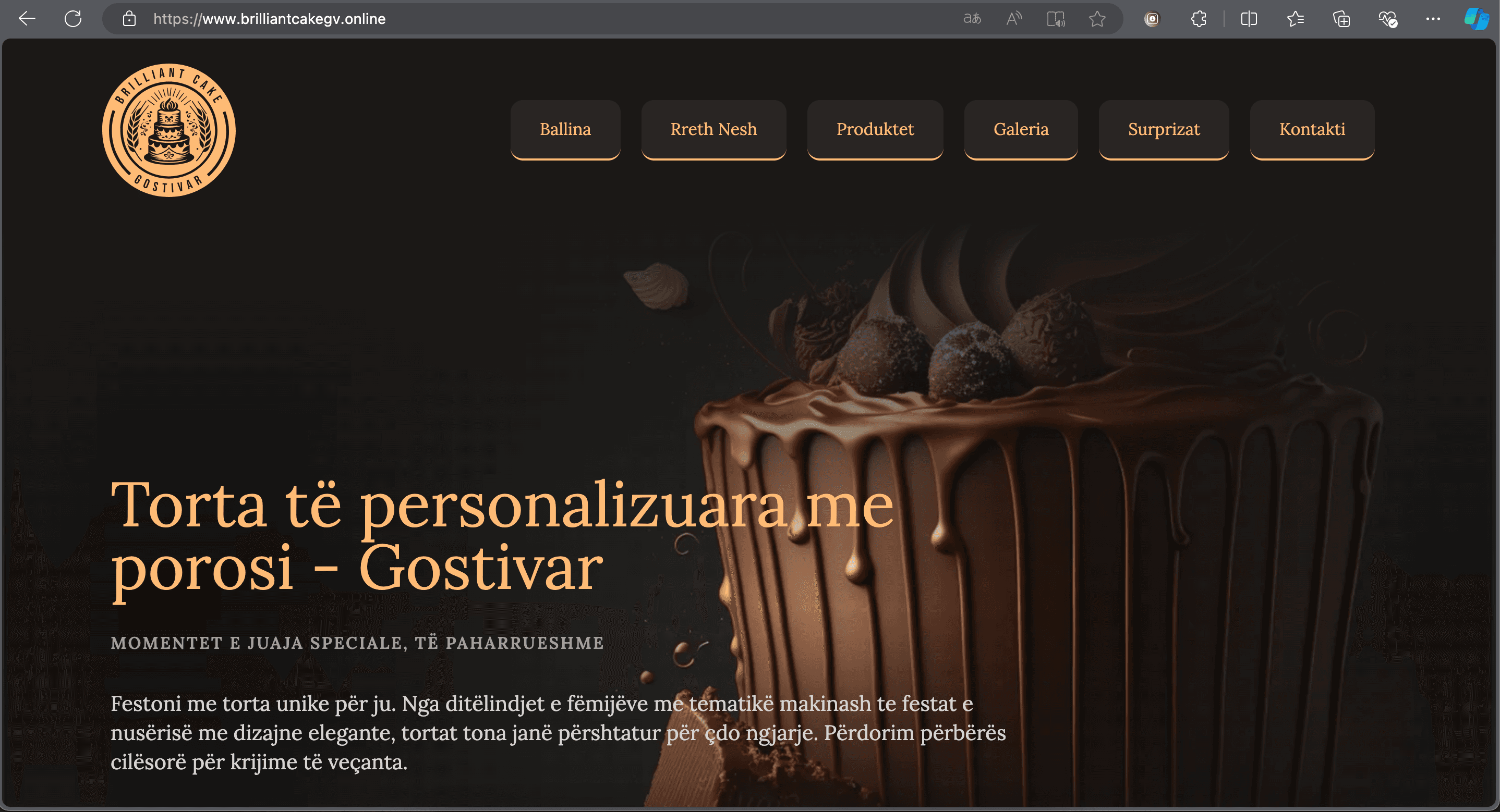 Brilliant Cake Gostivar website project screenshot and interface preview